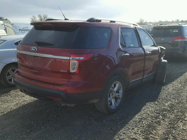 1FM5K8F87DGB07678 - 2013 FORD EXPLORER L RED photo 4