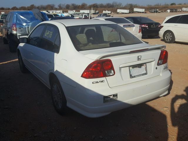 2HGES16595H563240 - 2005 HONDA CIVIC LX WHITE photo 3