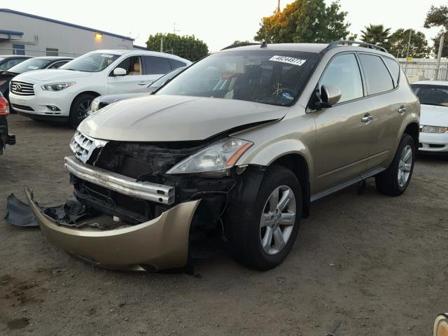 JN8AZ08W56W522393 - 2006 NISSAN MURANO SL GOLD photo 2