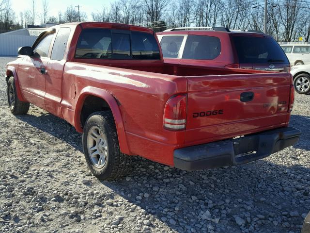 1D7HL12X43S126578 - 2003 DODGE DAKOTA SXT RED photo 3