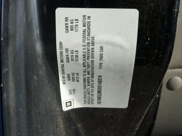 1G1NE52MXX6149374 - 1999 CHEVROLET MALIBU LS 黑色 照片 10