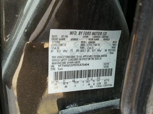 1FTWW33P97EA70404 - 2007 FORD F350 SUPER CHARCOAL photo 10