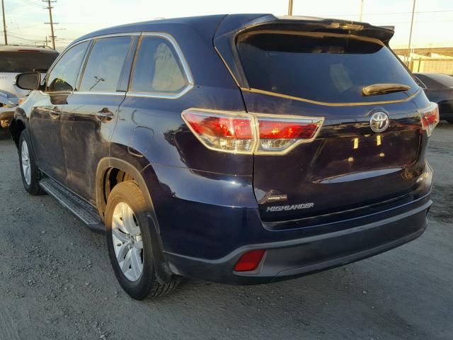 5TDBKRFH7GS345280 - 2016 TOYOTA HIGHLANDER BLUE photo 3