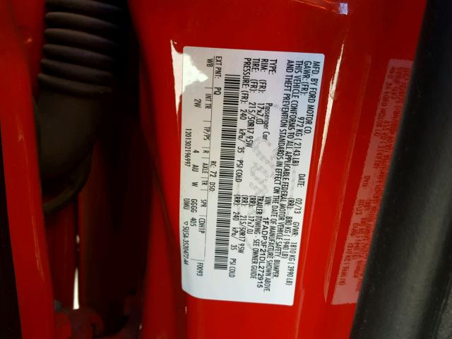 1FADP3F21DL272915 - 2013 FORD FOCUS SE RED photo 10