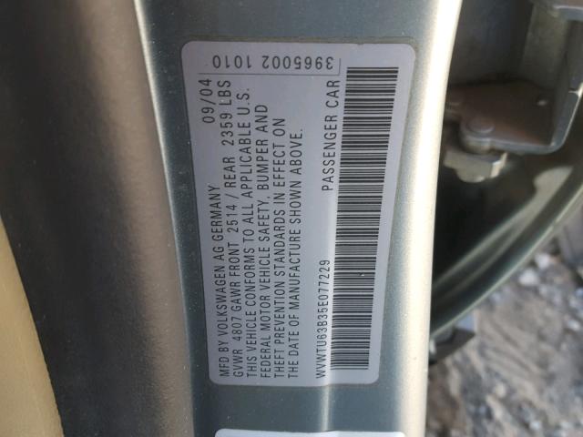 WVWTU63B35E077229 - 2005 VOLKSWAGEN PASSAT GLX 银色 照片 10