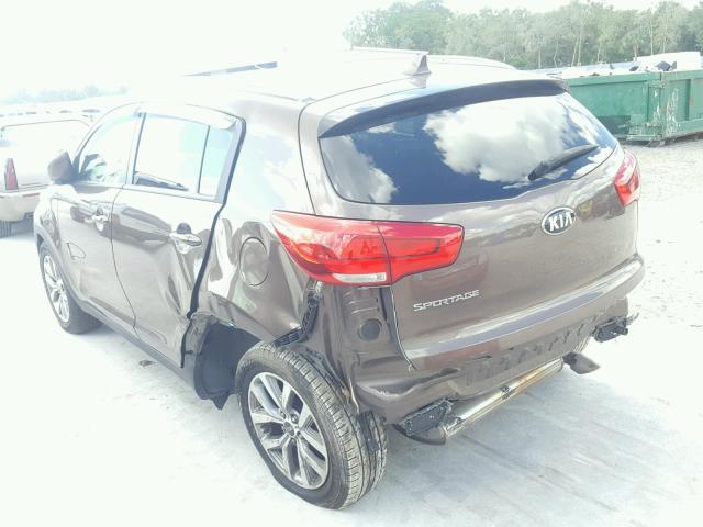 KNDPB3AC1F7742989 - 2015 KIA SPORTAGE L BROWN photo 3