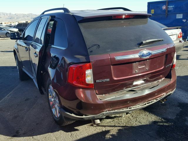 2FMDK3KC4BBA14145 - 2011 FORD EDGE LIMIT MAROON photo 3