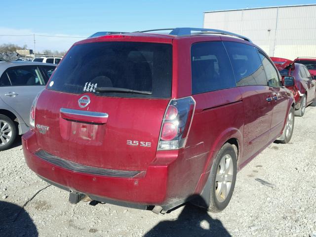 5N1BV28UX8N104163 - 2008 NISSAN QUEST S MAROON photo 4