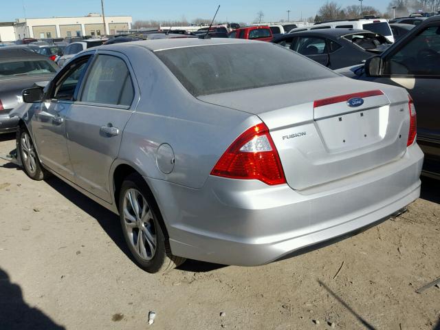 3FAHP0HA2CR135499 - 2012 FORD FUSION SE SILVER photo 3