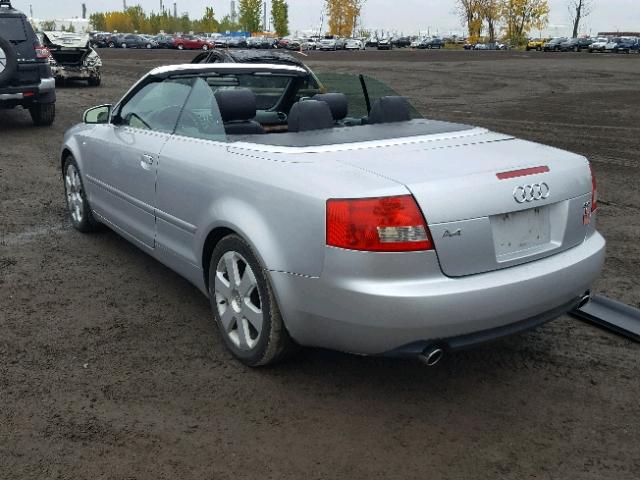 WAUAT48H93K009220 - 2003 AUDI A4 3.0 CAB SILVER photo 3