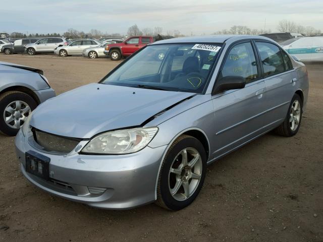 JHMES165X5S006617 - 2005 HONDA CIVIC LX SILVER photo 2