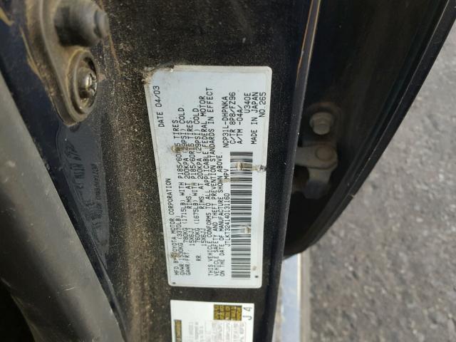 JTLKT324140131160 - 2004 TOYOTA SCION XB 蓝色 照片 10