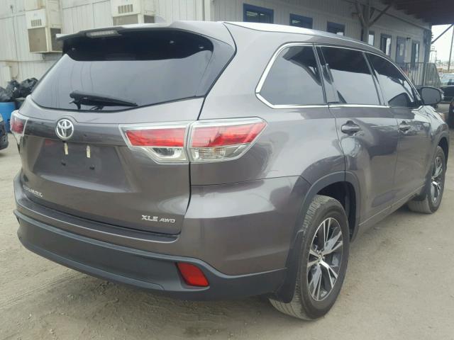 5TDJKRFH8GS318293 - 2016 TOYOTA HIGHLANDER ნაცრისფერი ფოტო 4