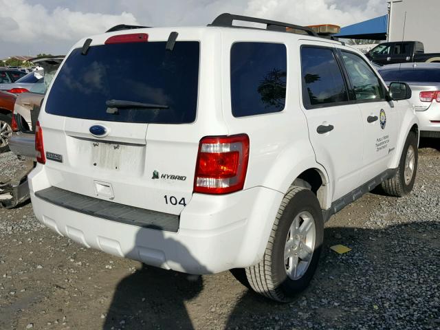 1FMCU4K34AKC13342 - 2010 FORD ESCAPE HYB WHITE photo 4