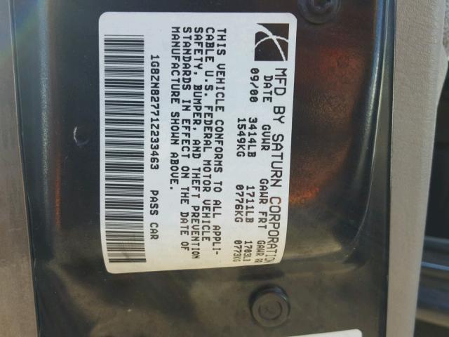 1G8ZN82771Z233463 - 2001 SATURN SW2 GRAY photo 10