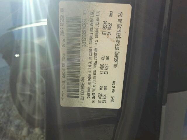 2B3KA43G86H513301 - 2006 DODGE CHARGER SE BLACK photo 10