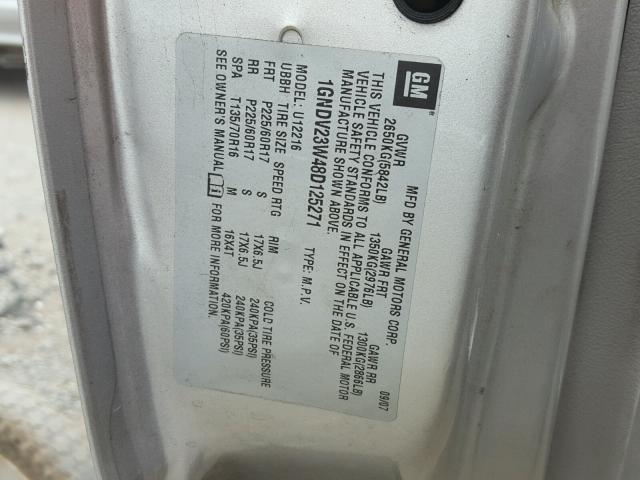 1GNDV23W48D125271 - 2008 CHEVROLET UPLANDER L 银色 照片 10