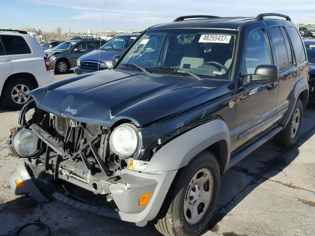 1J4GL48K55W544902 - 2005 JEEP LIBERTY SP GREEN photo 2