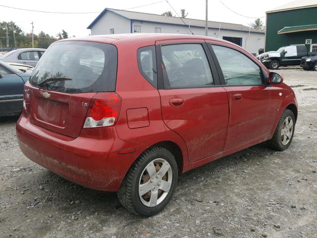 KL1TD66678B236104 - 2008 CHEVROLET AVEO BASE Czerwony zdjęcie 4