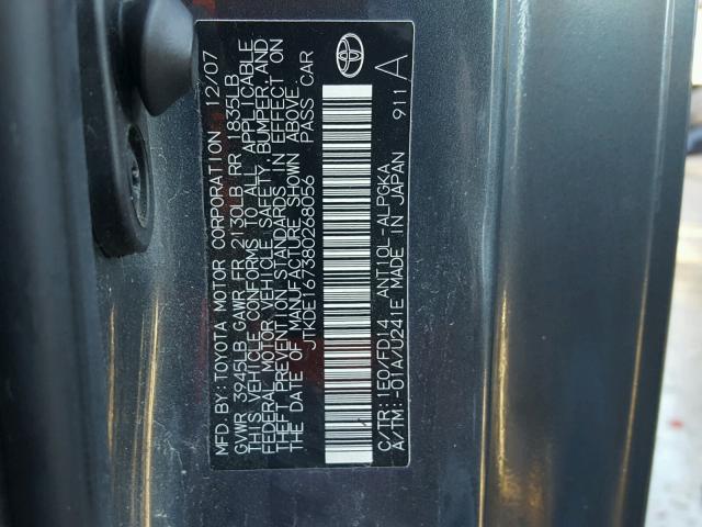 JTKDE167380268056 - 2008 TOYOTA SCION TC 灰色 照片 10