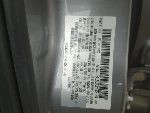 JM3TB2DA4C0365329 - 2012 MAZDA CX-9 SILVER photo 10