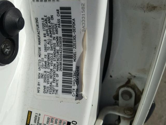 1NXBR32E64Z253858 - 2004 TOYOTA COROLLA CE WHITE photo 10