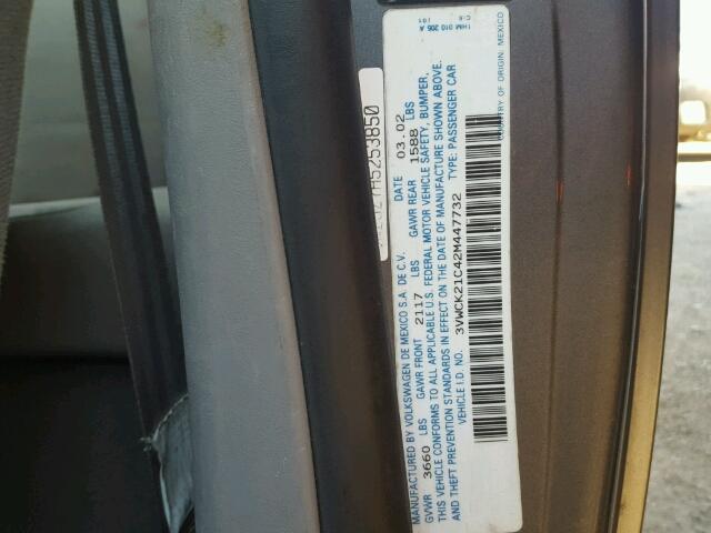 3VWCK21C42M447732 - 2002 VOLKSWAGEN NEW BEETLE 灰色 照片 10