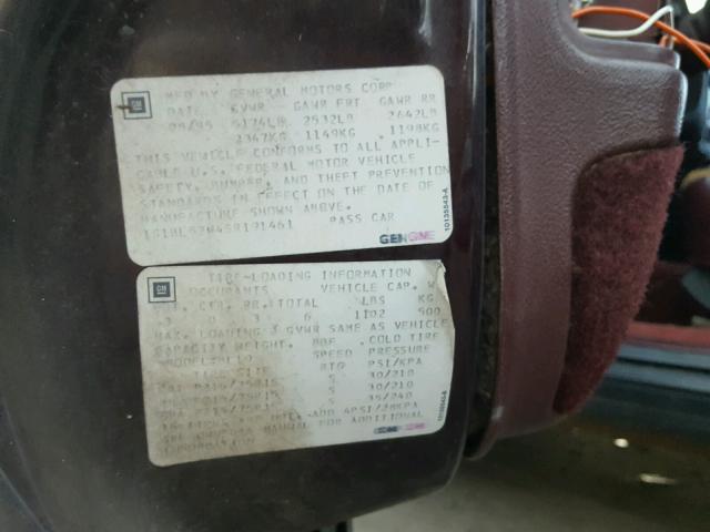 1G1BL52W4SR191461 - 1995 CHEVROLET CAPRICE CL 栗色 照片 10