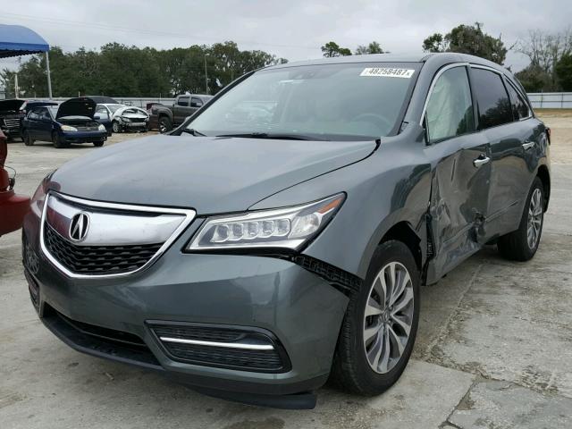 5FRYD4H49EB019661 - 2014 ACURA MDX TECHNO GREEN photo 2