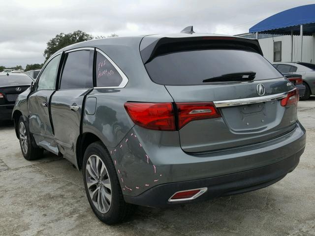 5FRYD4H49EB019661 - 2014 ACURA MDX TECHNO GREEN photo 3