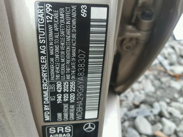 WDBHA29G6YA838307 - 2000 MERCEDES-BENZ C 280 SILVER photo 10