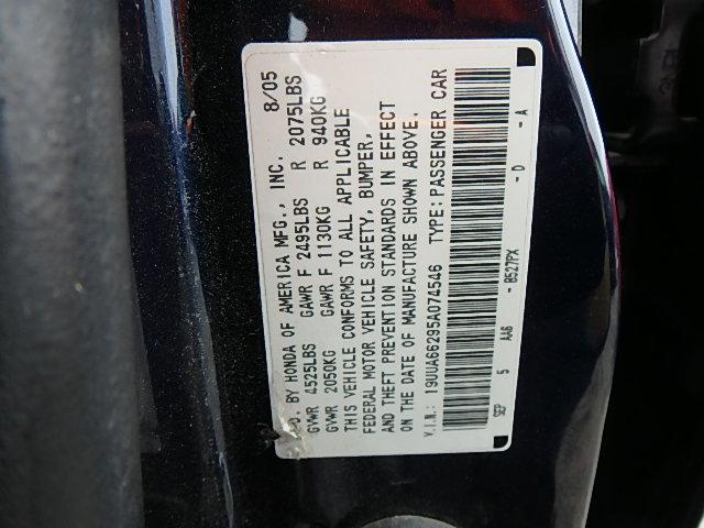 19UUA66295A074546 - 2005 ACURA TL BLUE photo 10