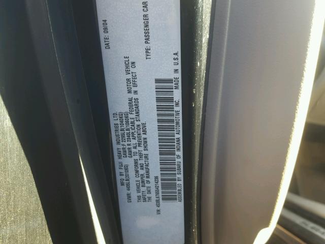 4S3BL676554214236 - 2005 SUBARU LEGACY GT BLACK photo 10