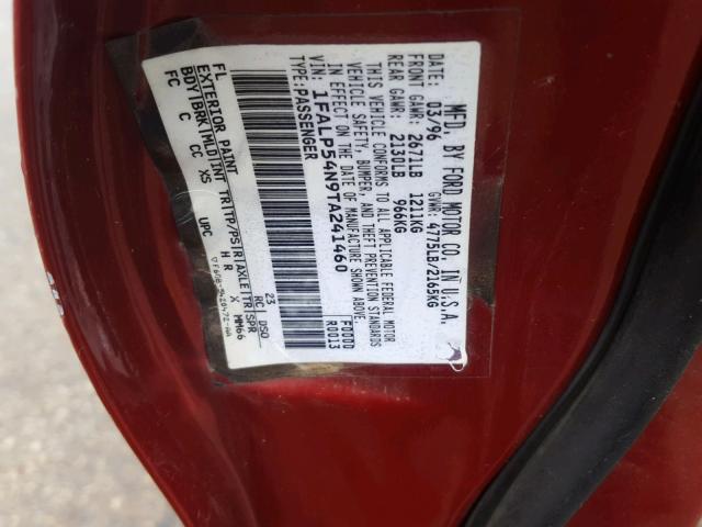 1FALP54N9TA241460 - 1996 FORD TAURUS SHO RED photo 10