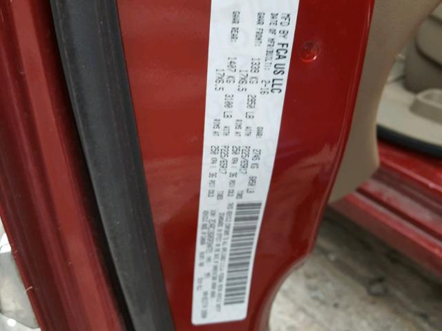 2C4RC1BG0GR304721 - 2016 CHRYSLER TOWN & COU RED photo 10