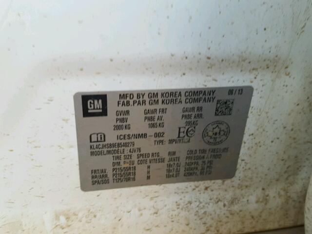 KL4CJHSB9EB540279 - 2014 BUICK ENCORE PRE WHITE photo 10