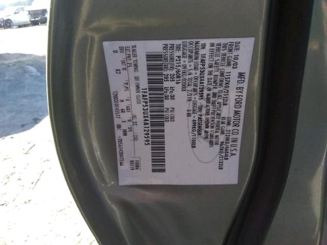 1FAFP53UX4A129595 - 2004 FORD TAURUS SE GRAY photo 10