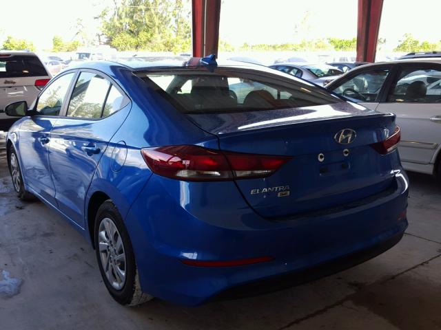 KMHD74LF2HU404230 - 2017 HYUNDAI ELANTRA SE BLUE photo 3