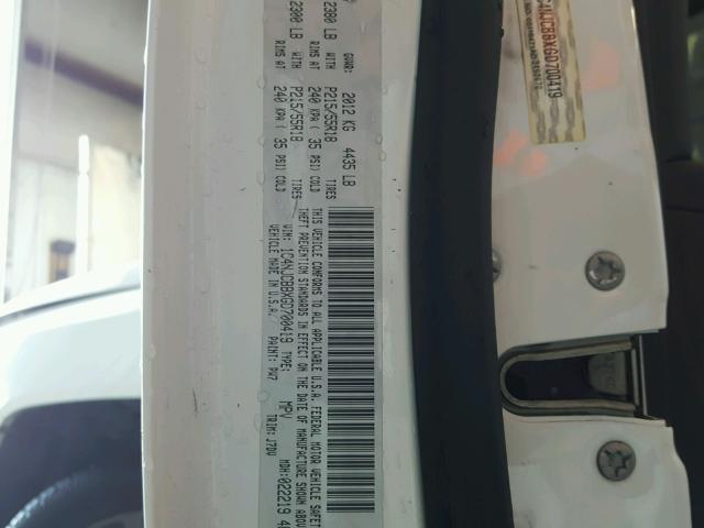 1C4NJCBBXGD700419 - 2016 JEEP COMPASS SP WHITE photo 10