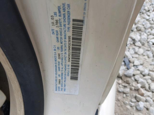 3VWCM31Y94M323695 - 2004 VOLKSWAGEN NEW BEETLE 奶油色 照片 10