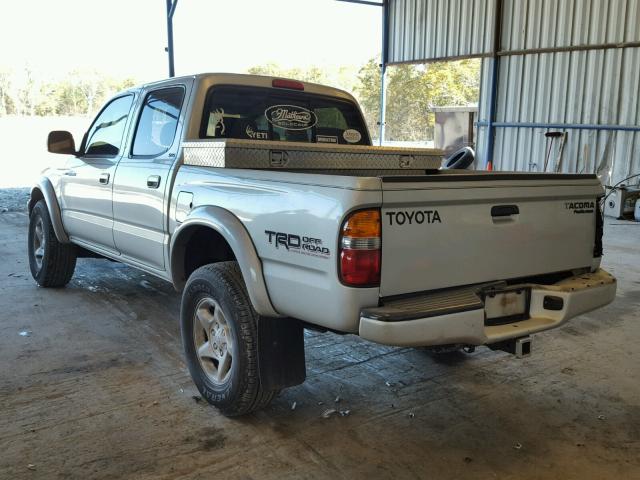 5TEGM92N12Z130212 - 2002 TOYOTA TACOMA DOU SILVER photo 3