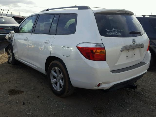 5TDZA3EH6AS005156 - 2010 TOYOTA HIGHLANDER WHITE photo 3