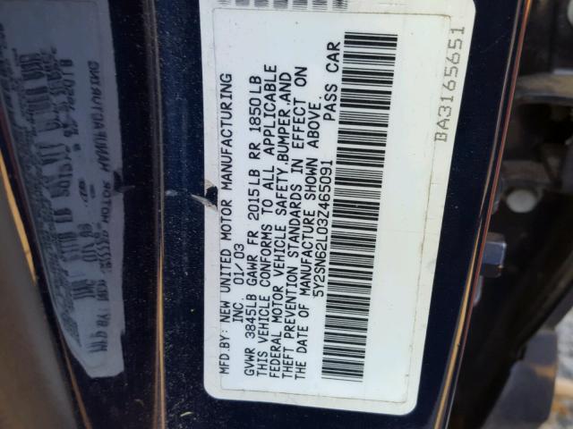 5Y2SN62L03Z465091 - 2003 PONTIAC VIBE GT BLUE photo 10