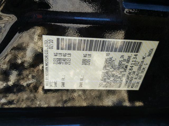 1N4AA5AP5AC841134 - 2010 NISSAN MAXIMA S Czarny zdjęcie 10