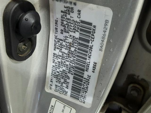 4T1BE32K92U041325 - 2002 TOYOTA CAMRY LE 银色 照片 10