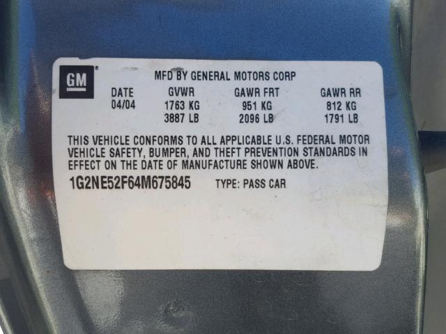 1G2NE52F64M675845 - 2004 PONTIAC GRAND AM S 灰色 照片 10