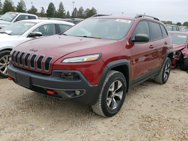 1C4PJMBS8EW100482 - 2014 JEEP CHEROKEE T RED photo 2