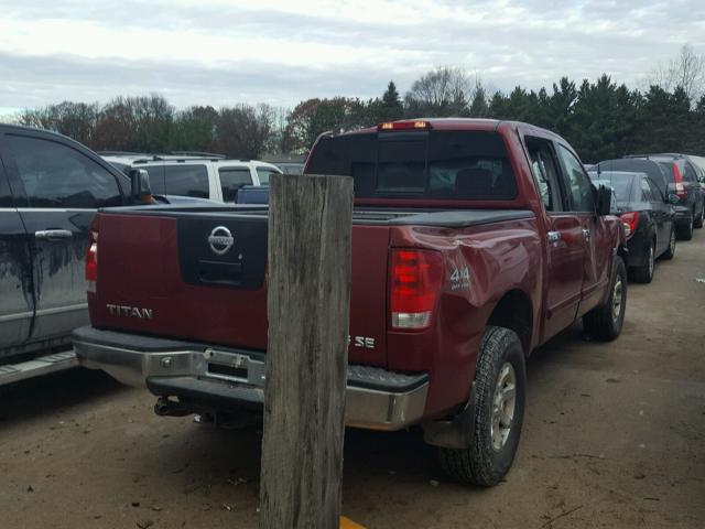 1N6AA07B54N550003 - 2004 NISSAN TITAN XE BURGUNDY photo 4