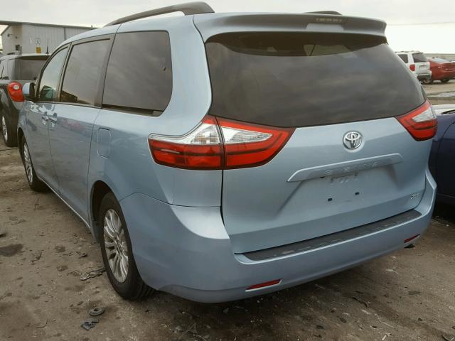 5TDYK3DC4GS693228 - 2016 TOYOTA SIENNA XLE BLUE photo 3