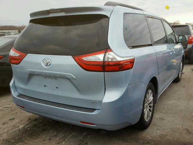 5TDYK3DC4GS693228 - 2016 TOYOTA SIENNA XLE BLUE photo 4